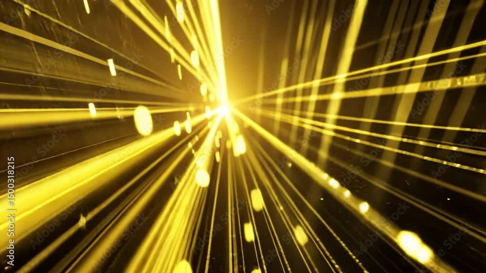 Poster dynamic yellow light rays an abstract visual effect of energy and movement, showcasing vibrant lines