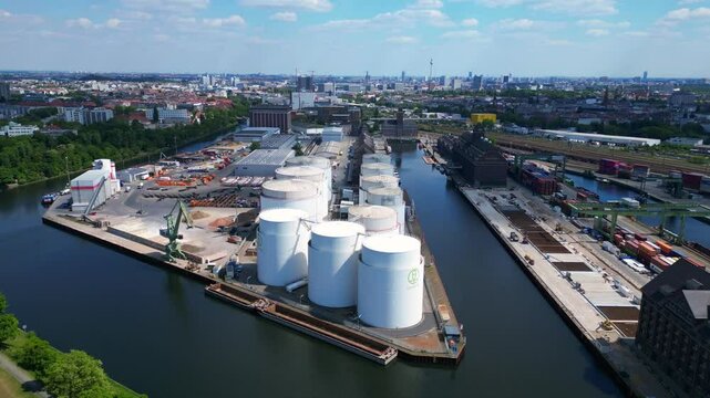 12.5.25 Berlin De, Lng liquid Gas Tanks Storage. Fabulous aerial view drone