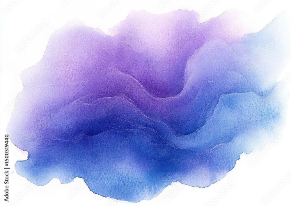 Aufkleber abstract soft flowing watercolor texture blending shades of purple and blue with delicate wave-like 