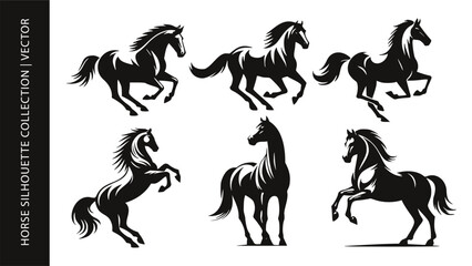 Riding Horse Head Silhouette Logo Set 2026 New Year Symbol Vector Riding Illustration White Shape Black Isolated Icon Animal Art © Artem Shevchenko