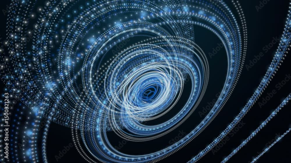 Poster futuristic video animation with particle stripe object in slow motion, 4096x2304 loop 4k
