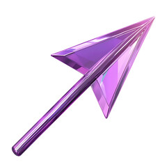 Futuristic Arrow with Angular Design in Radiant Violet Isolated on Transparent Background