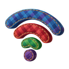 SÍMBOLO DE WIFI NO ESTILO FESTA JUNINA FEITO DE TECIDO COLORIDO