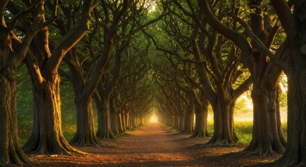 Naklejka premium Beautiful tree tunnel path nature landscape scenic route travel outdoor