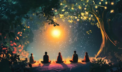 Guru Purnima Celebration Greeting Card Background. AI generated illustration.