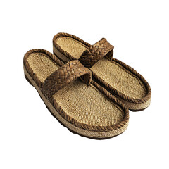 Bohemian Espadrille Sandals with Hand Woven Texture Isolated on Transparent Background