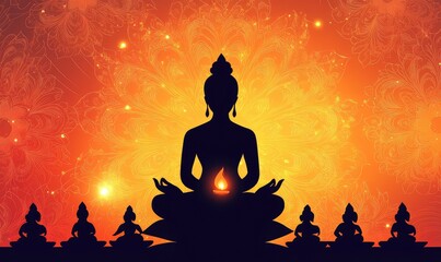 Guru Purnima Celebration Greeting Card Background. AI generated illustration.