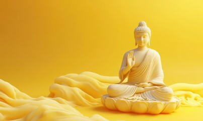 Guru Purnima, in the yellow background, 3D render. AI generated illustration.