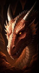 Detailed Pixelated Dragon Portrait in a Dark Cave Setting Photo