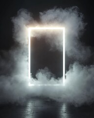 Illuminated Rectangular Frame in Smoky Environment