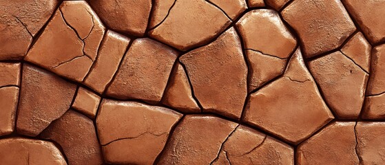 Cracked Brown Stone Wall Texture Seamless Pattern