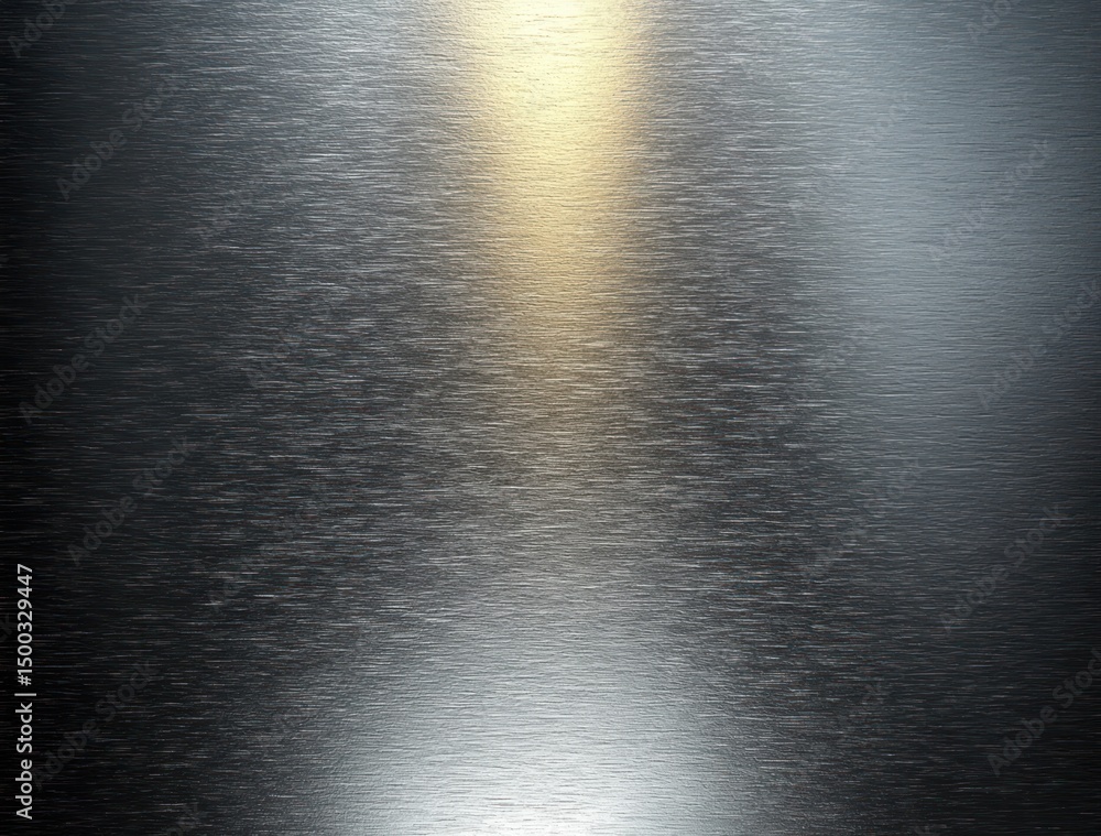 Aufkleber close-up of a brushed metal surface with subtle light reflections creating a gradient of silver and 