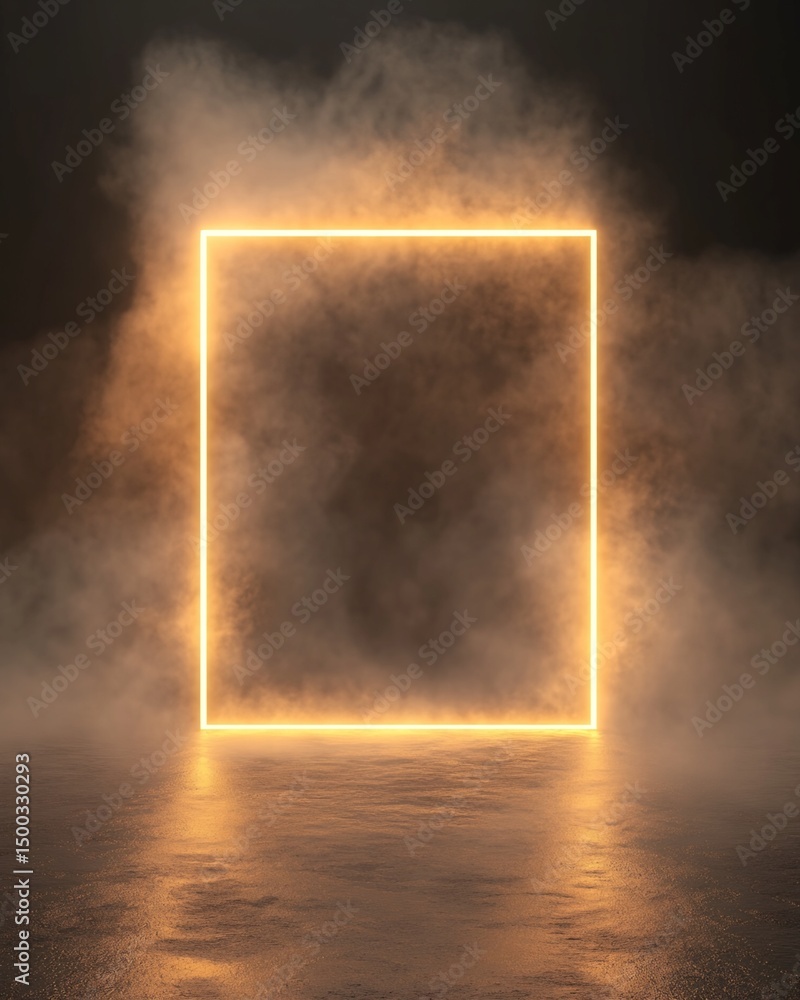 Aufkleber illuminated rectangular frame in smoky environment