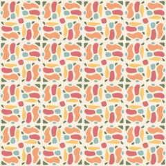 Busy and playful abstract scribbles in pastel tones form a chaotic yet colorful repeating pattern. Great for wrapping paper, children's apparel, or funky branding.