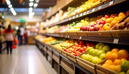 Vibrant Produce Aisle in Supermarket