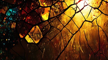 Abstract Gold Crackle Texture Background Paint Splatter Art