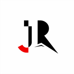 Logo design of initial letter JR with mountain peak symbol.
