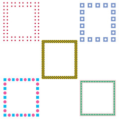 Decorative frame pattern. Colorful square shapes. Bold vector layout. Abstract border set.