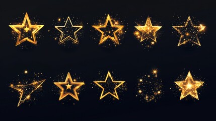 golden stars on black background