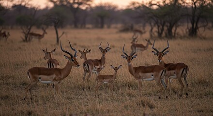 Obraz premium Photo of Antelope Herd in African Savanna during Daytime