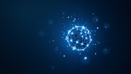 Glowing Network Sphere with Nodes.