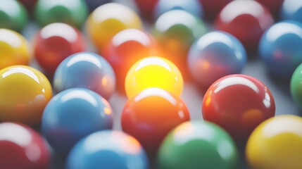 Colorful Spheres Abstract Background Glowing Yellow Sphere