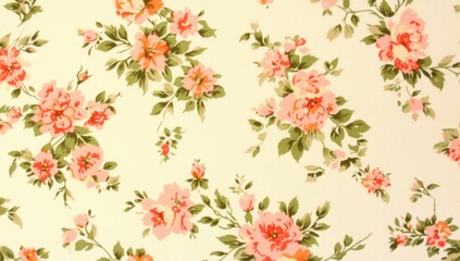 Delicate floral print on a pale yellow background