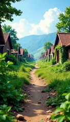 Empty lots, overgrown vegetation, shattered foundations, vegetation, growth