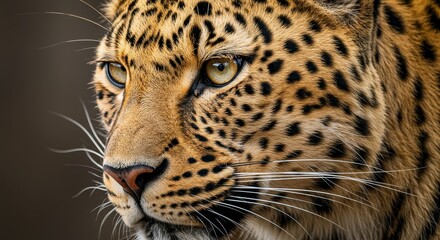 Fototapeta premium Photo Portrait of a Leopard Displaying Detailed Fur and Eye Contact