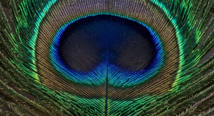 Photograph of Peacock Feather Showing Intricate Blue Green Eye and Detail
