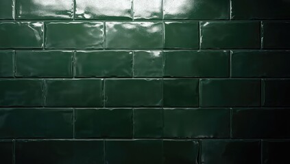 Dark green glossy rectangular tiles