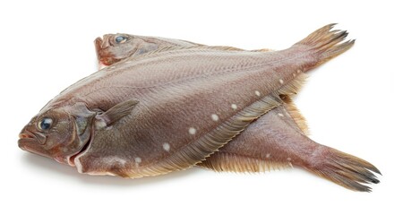 Fototapeta premium Two Flounder Fish Isolated On White Background Photo