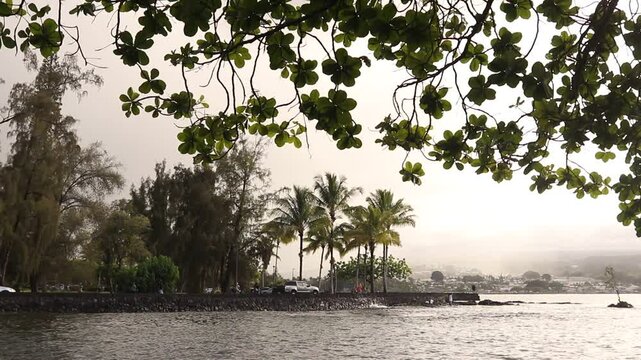 Liliuokalani Park roadway and ocean hilo hawaii