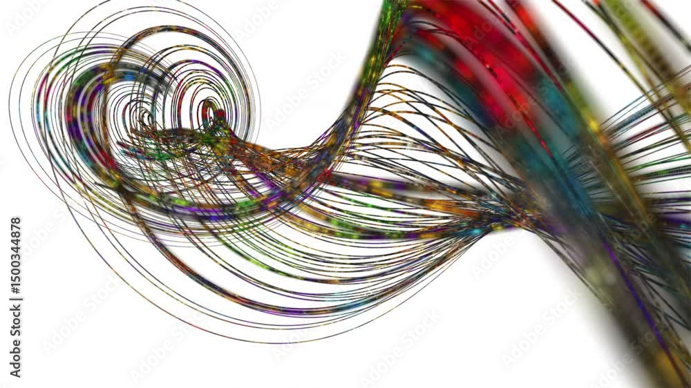 Poster fantastic video animation with stripe wave object in slow motion, 4096x2304 loop 4k