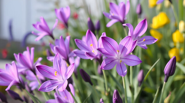 gros plan sur des freesias violettes