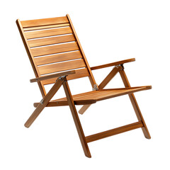 Contemporary Lightweight Wooden Beach Chair Isolated on Transparent Background