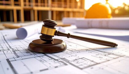 Gavel on Construction Blueprints.