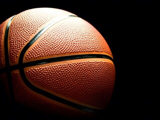 Fototapeta premium Closeup Basketball Texture Dark Background Sport