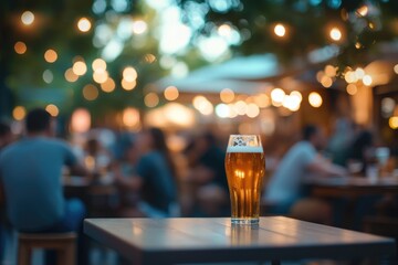 Outdoor beer garden scene