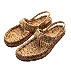 Boho Chic Espadrille Sandals with Hand Woven Textur Isolated on Transparent Background