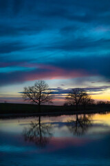  sunset over the lake, france, Paray-le-Monial