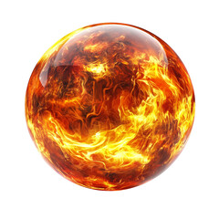 Fiery sphere orb illustration blazing inferno concept design element isolated on transparent background 