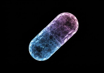 3D Render Of Glowing Pill with Network Connection on Black Background