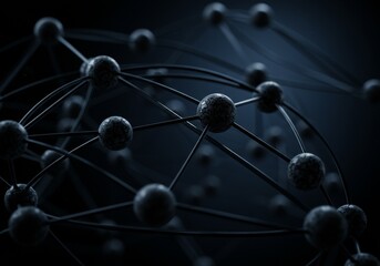 Abstract 3D Illustration of Network Connections with Spheres and Lines in Blue Tones