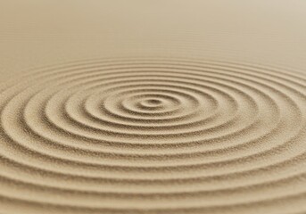 Fototapeta premium Abstract 3D Render of Concentric Ripples on Textured Sand Surface