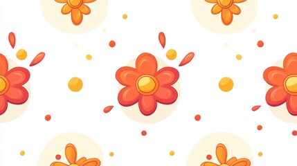 Orange flower seamless pattern on white background