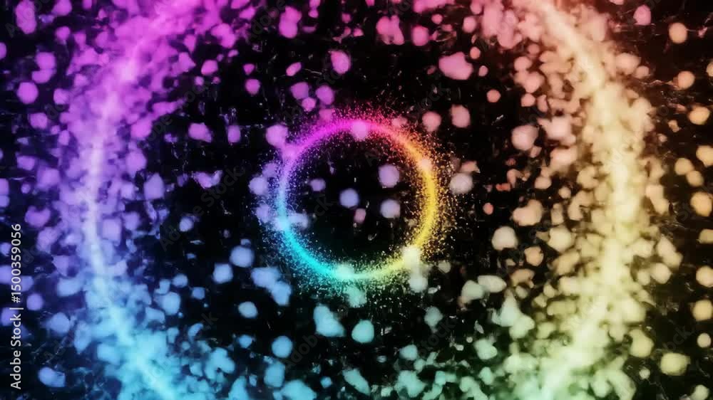 Aufkleber abstract animated colorful ring with particles and energy flowing in the dark space