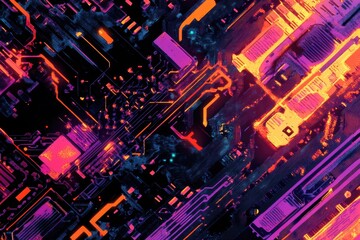 Obraz premium Abstract circuit board pattern with vibrant colors