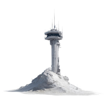 Futuristic Communication Tower on Desolate Planet