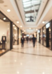 Blurred Interior View Of A Shopping Mall With People Walking Photo